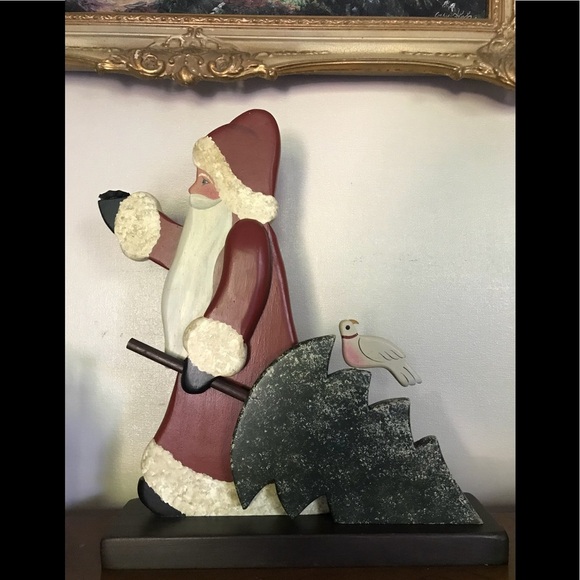 Rare Vintage Hand Carved Solid Wood Standing  Santa Decor - Picture 2 of 8